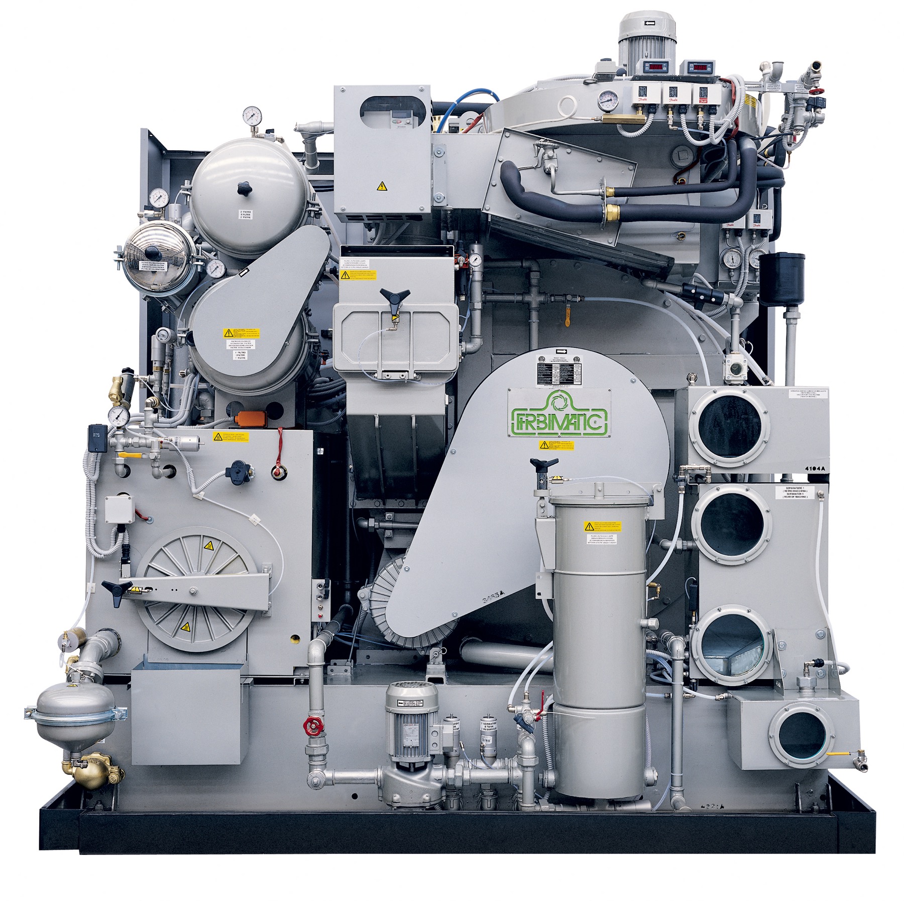 EcoGreen L-series Firbimatic FMB dry-cleaning machine back-side systems archive photo used for EcoGreen 95 capacity reference