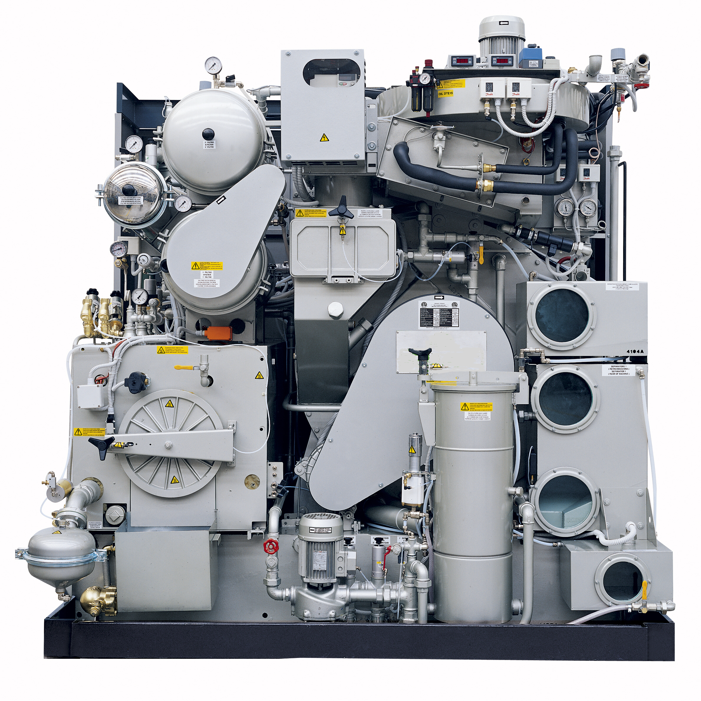 Back of an EcoGreen registered dry-cleaning machine with service components visible
